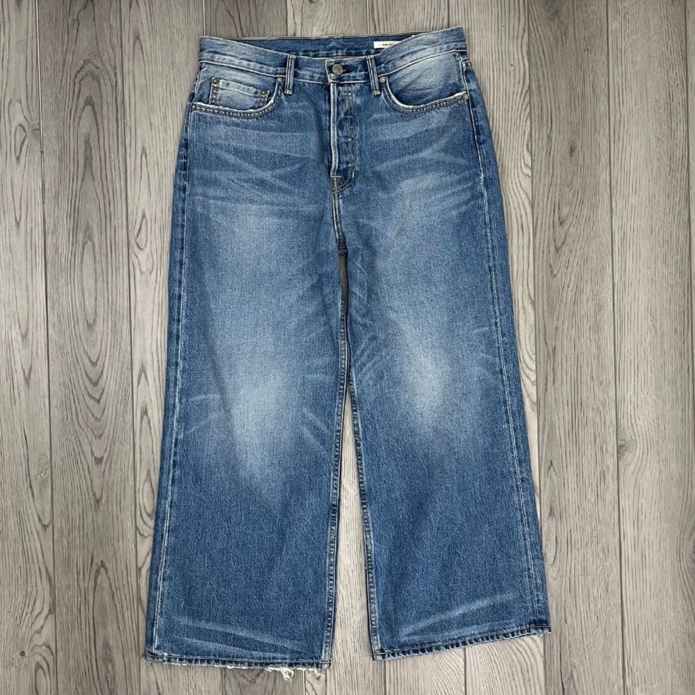Noend Women Size 31 Wide Leg Culotte Hailey High Rise Cropped Denim Cotton Jeans